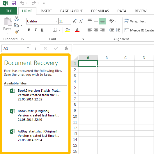where is data recovery for excel 2011 on mac